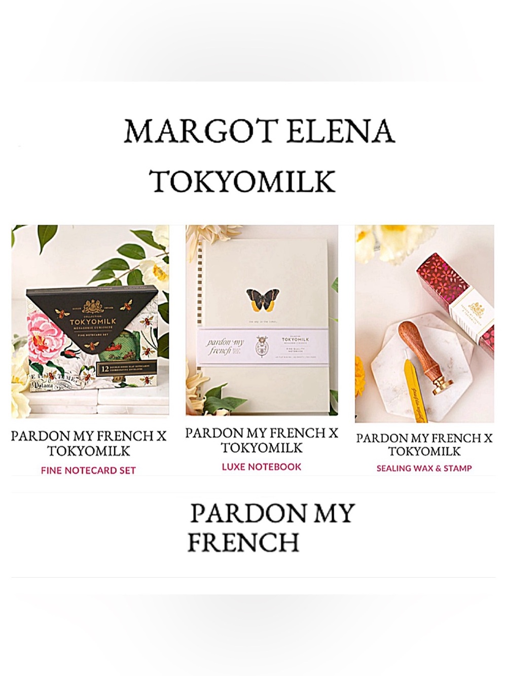 PARDON MY FRENCH X TOKYOMILK Limited Edition Margot Elena Notecards Notebook Wax
